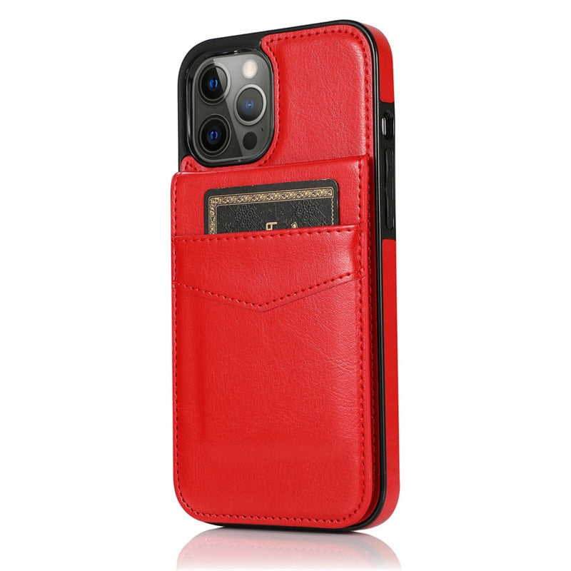6 Cards Holder Wallet iPhone Case-Fonally-For iPhone 11-Red-