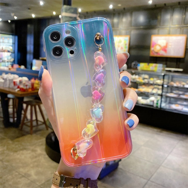 Aurora iPhone Case with Heart Chain-Fonally-For iPhone 12 Pro Max-D-