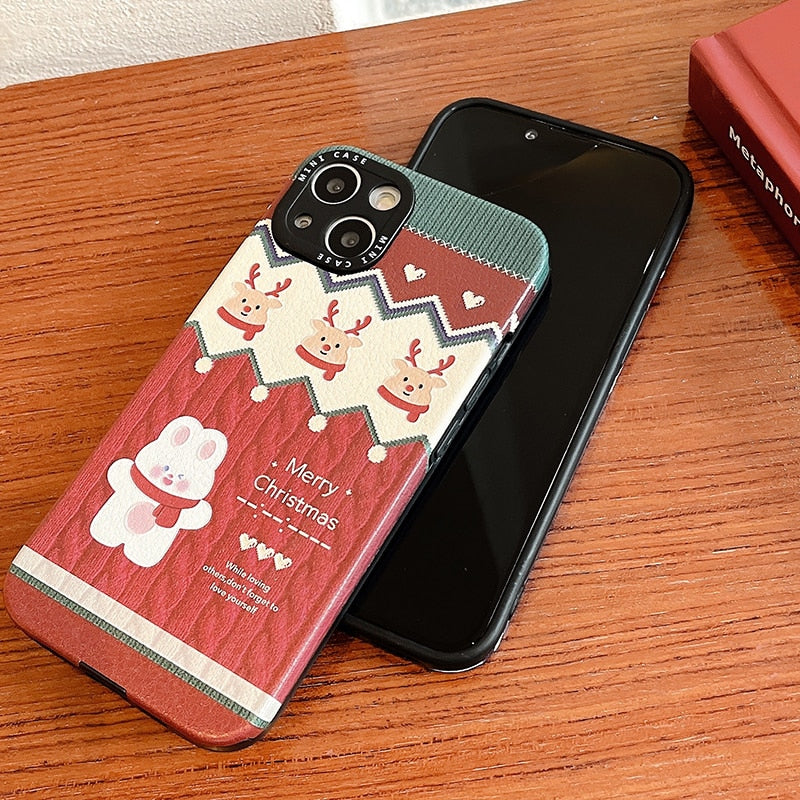 Bear, Elk & Gingerbread Man Christmas iPhone Case-Fonally-