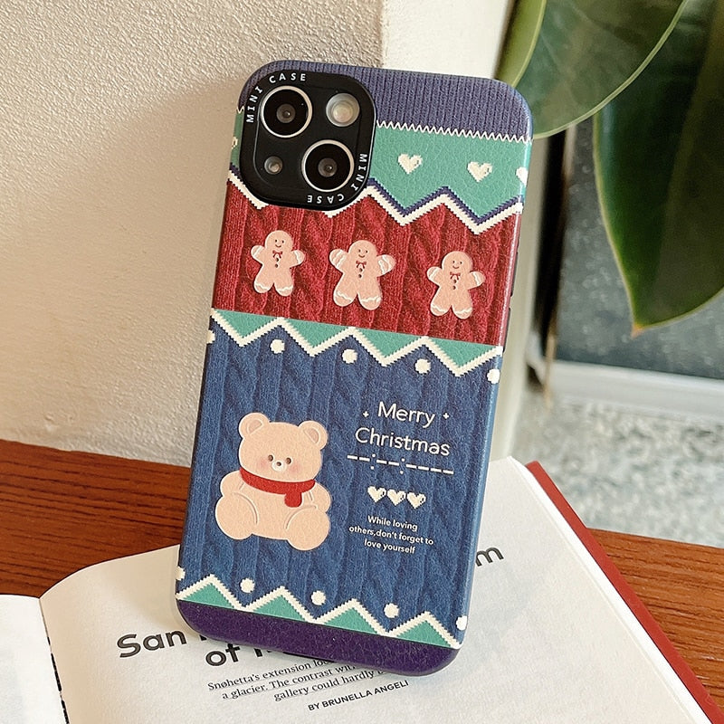 Bear, Elk & Gingerbread Man Christmas iPhone Case-Fonally-
