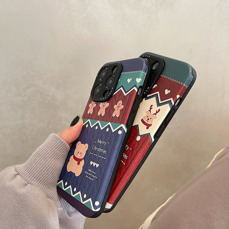 Bear, Elk & Gingerbread Man Christmas iPhone Case-Fonally-