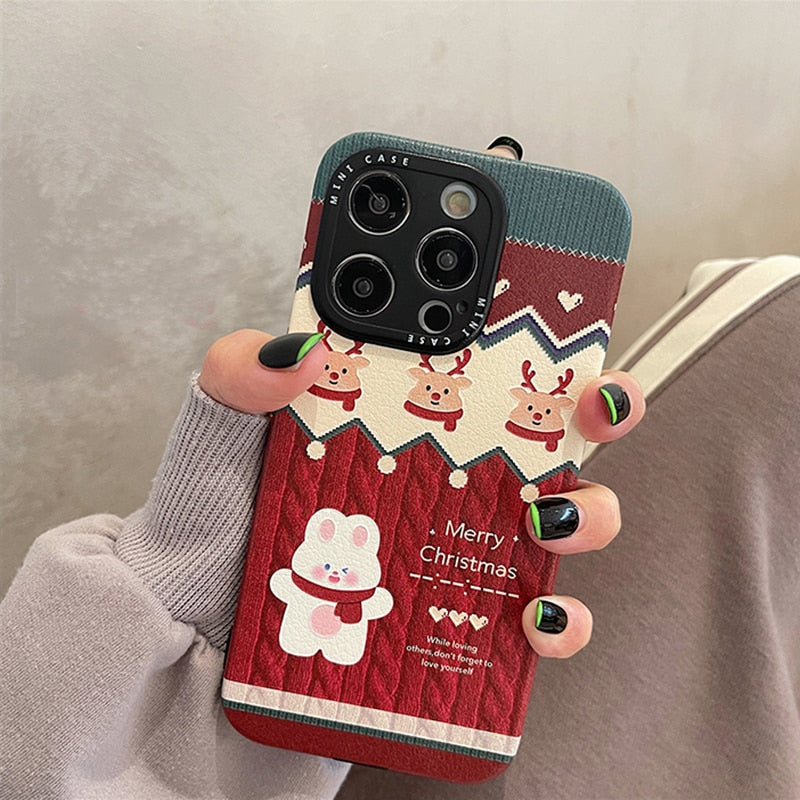 Bear, Elk & Gingerbread Man Christmas iPhone Case-Fonally-