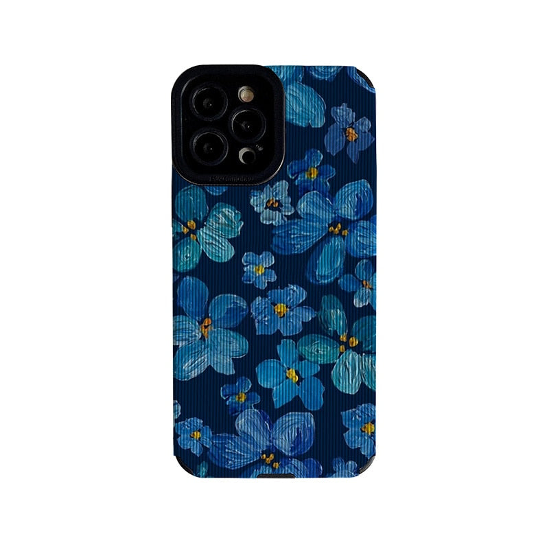 Blue Flowers Oil Painted Style iPhone Case-Fonally-For iphone 14 Pro Max-