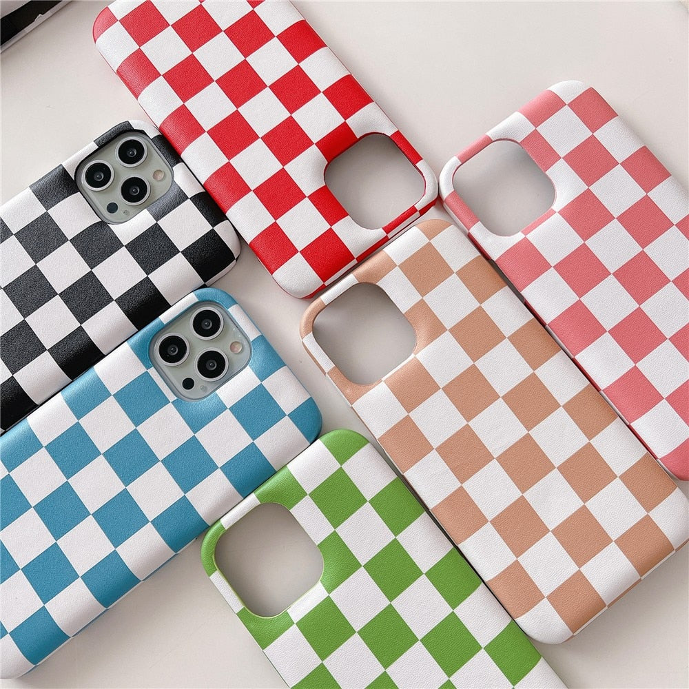 Checkered Pattern Cushioned iPhone Case-Fonally-