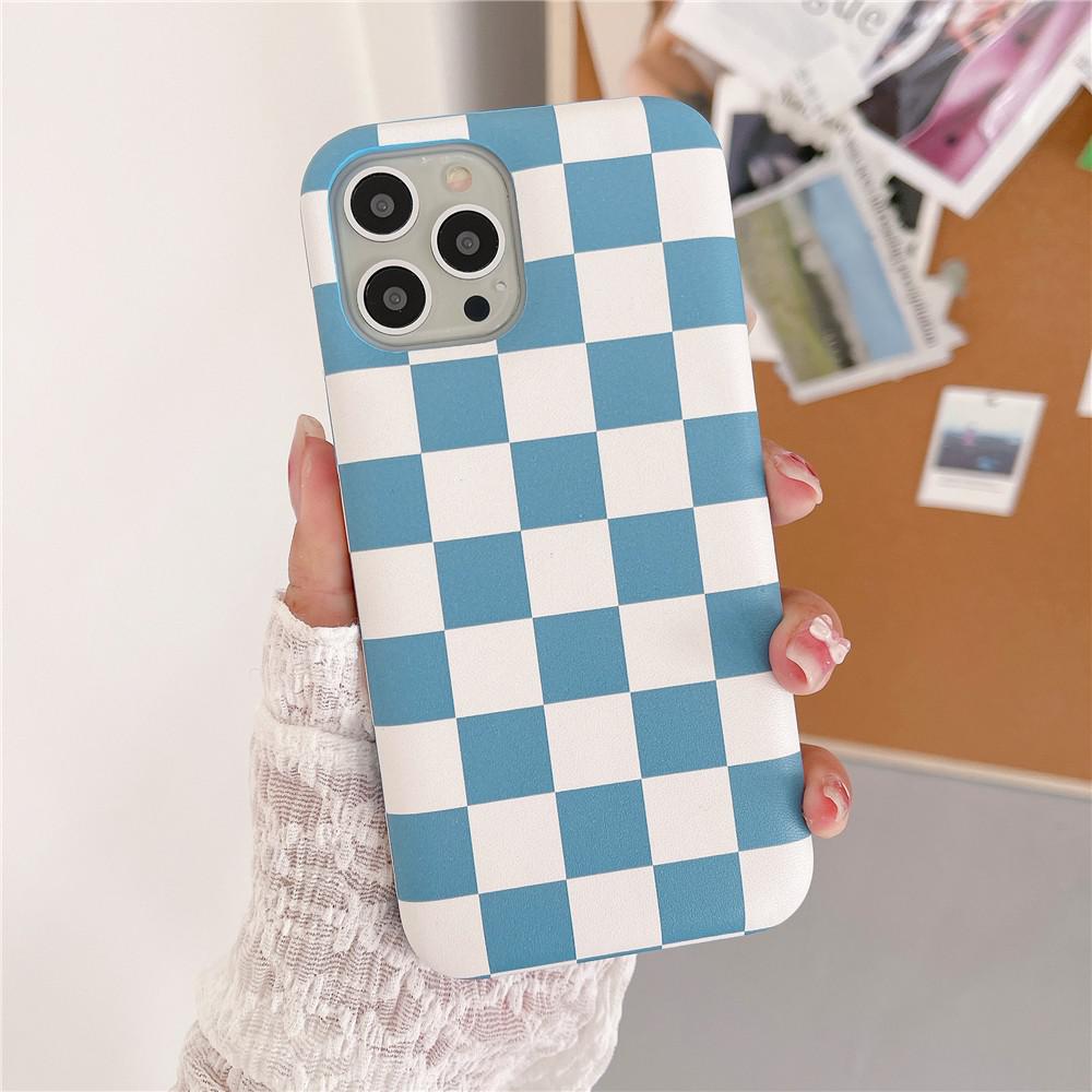 Checkered Pattern Cushioned iPhone Case-Fonally-For iPhone X XS-Blue-