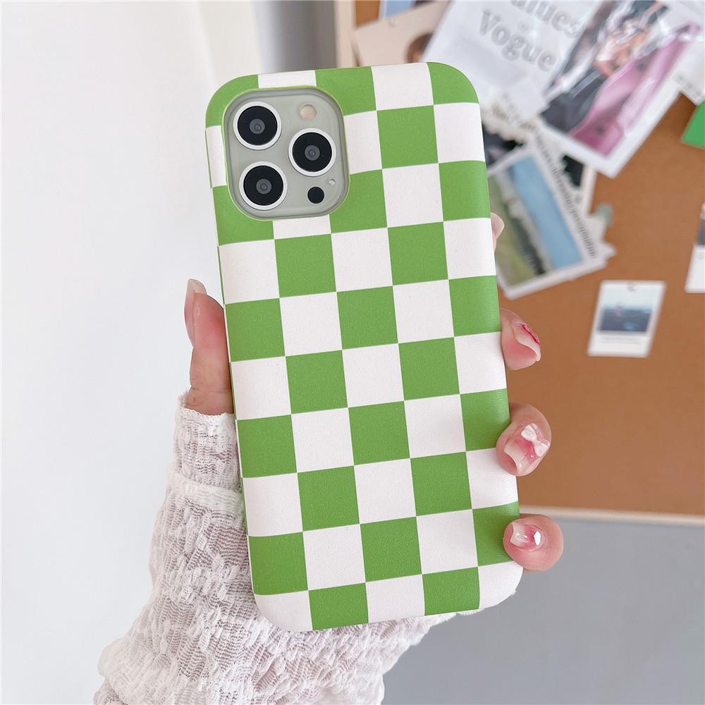 Checkered Pattern Cushioned iPhone Case-Fonally-For iPhone X XS-Green-