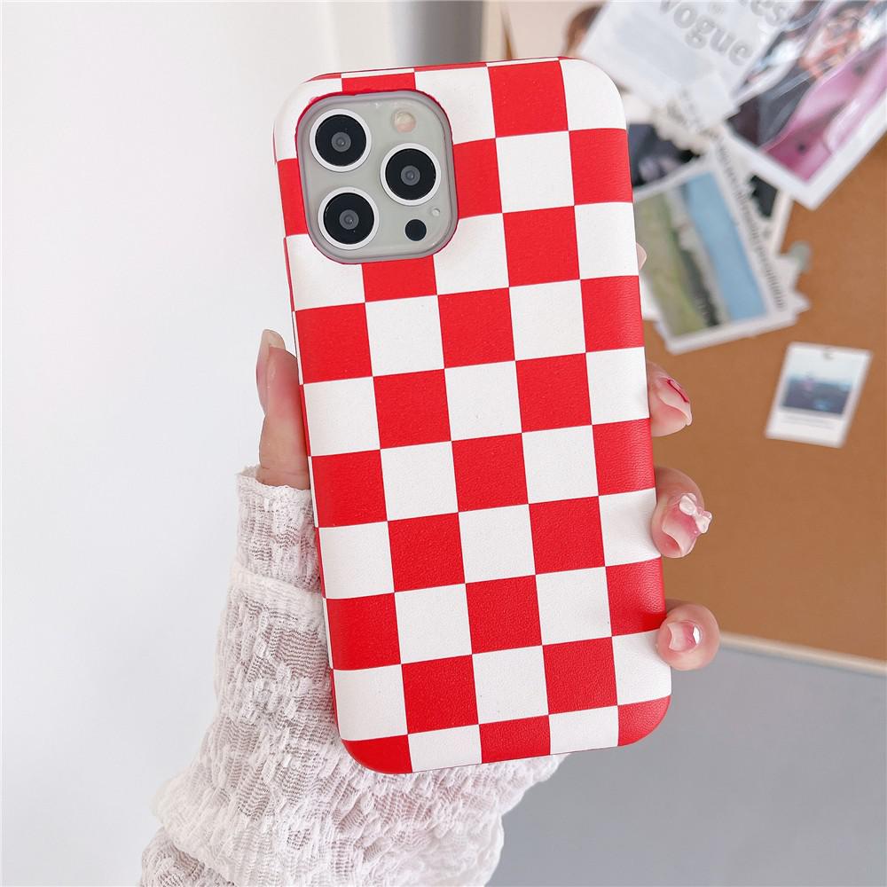 Checkered Pattern Cushioned iPhone Case-Fonally-For iPhone X XS-Red-