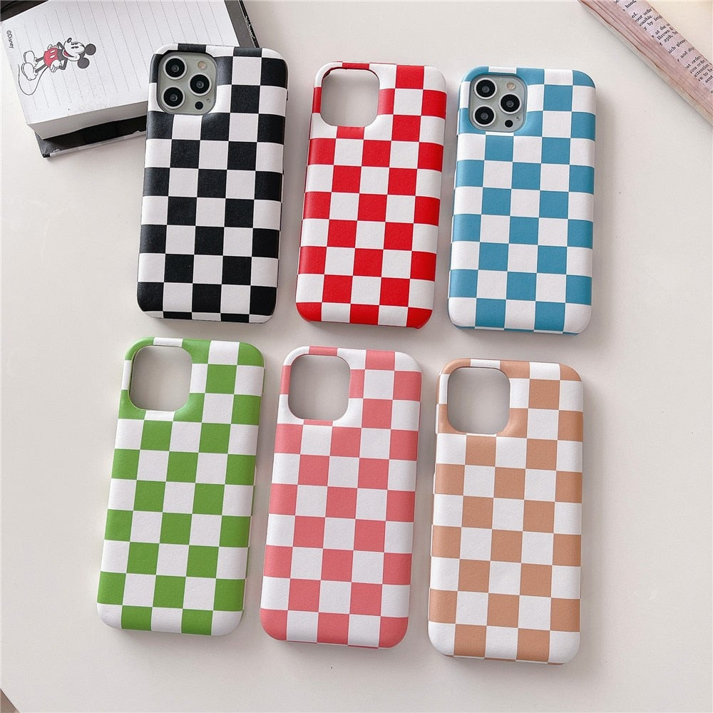 Checkered Pattern Cushioned iPhone Case-Fonally-