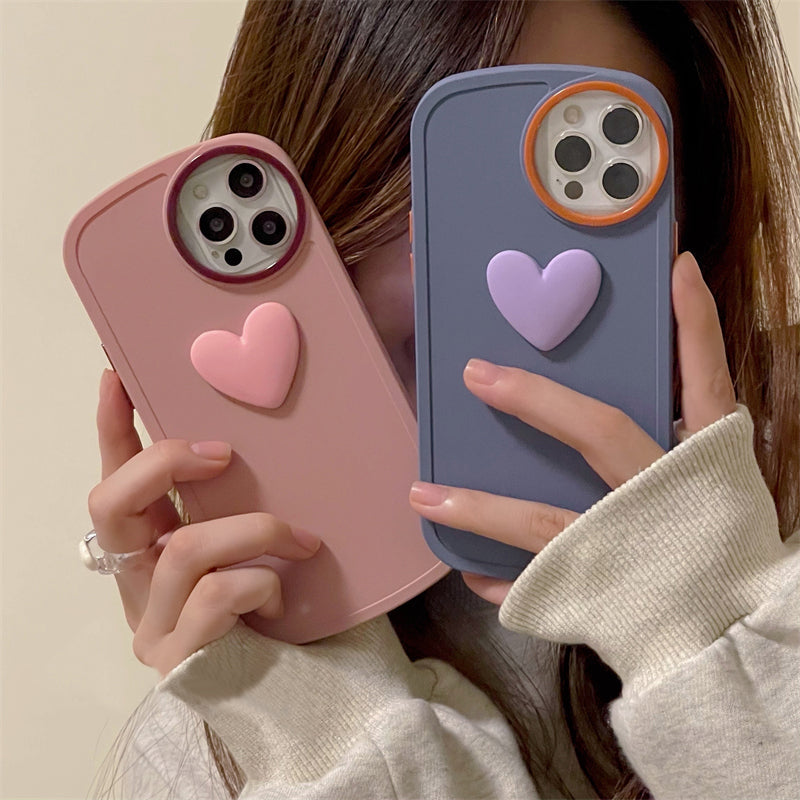 Circle Camera Lens & 3D Heart iPhone Case-Fonally-