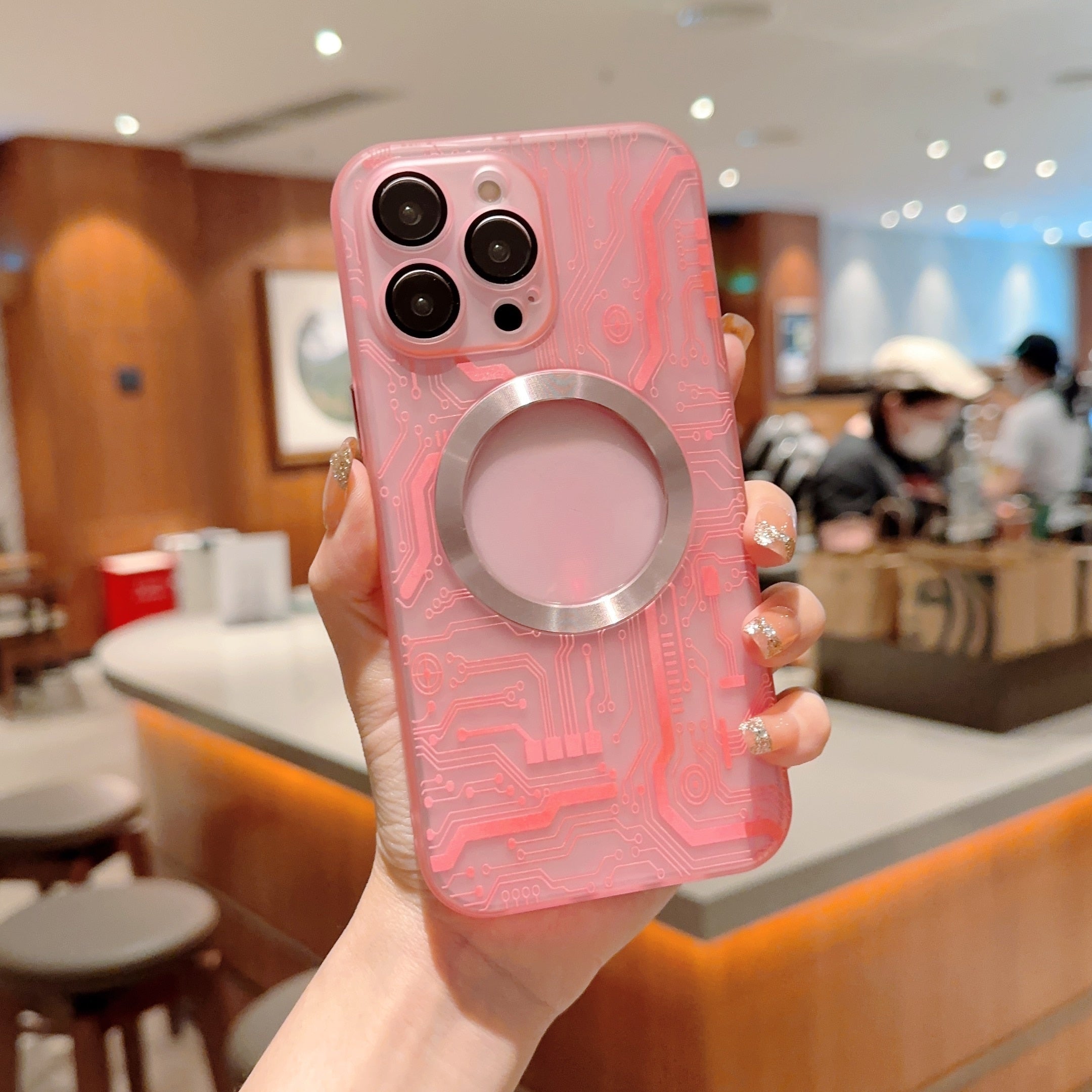 Circuitry MagSafe iPhone Case-Fonally-For IPhone 14-Pink-