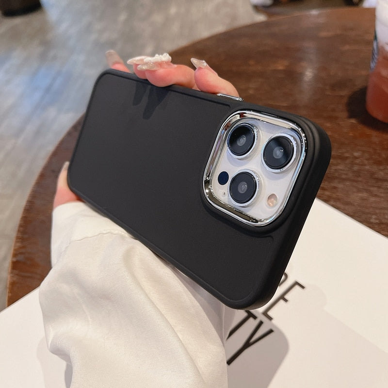 Classic Silicone iPhone Case with Plated Camera Lens-Fonally-For iPhone 11 Pro-Black-