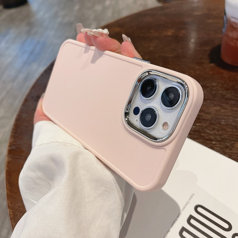 Classic Silicone iPhone Case with Plated Camera Lens-Fonally-For iPhone 11 Pro-Pink-