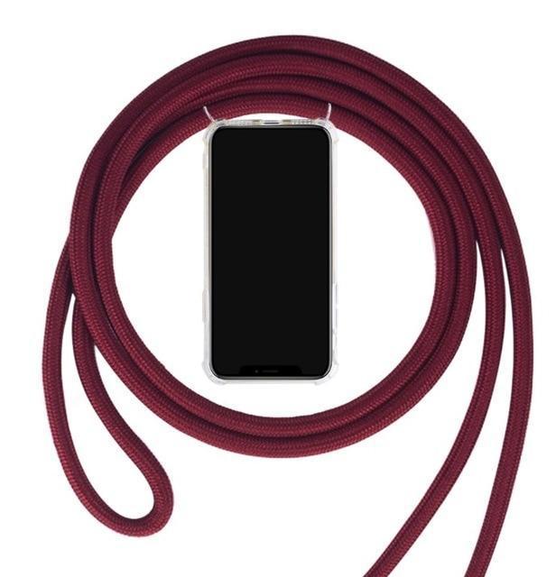 Clear iPhone Case with Lanyard-Fonally-For iPhone 11 Pro-Dark Red-