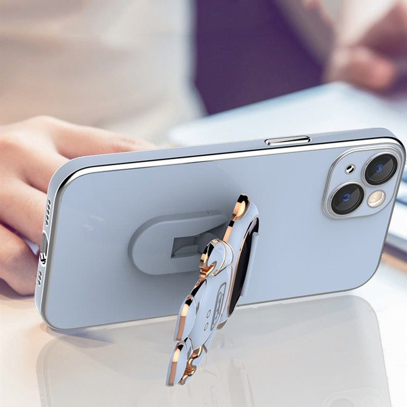 Cute Electroplated Astronaut Kick Stand iPhone Case-Fonally-