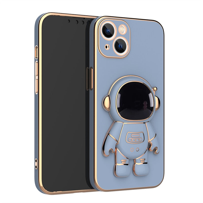 Cute Electroplated Astronaut Kick Stand iPhone Case-Fonally-