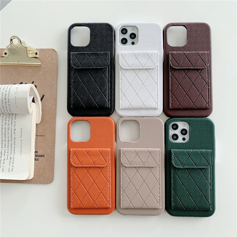 Diamond Pattern Leather Like Wallet iPhone Case-Fonally-