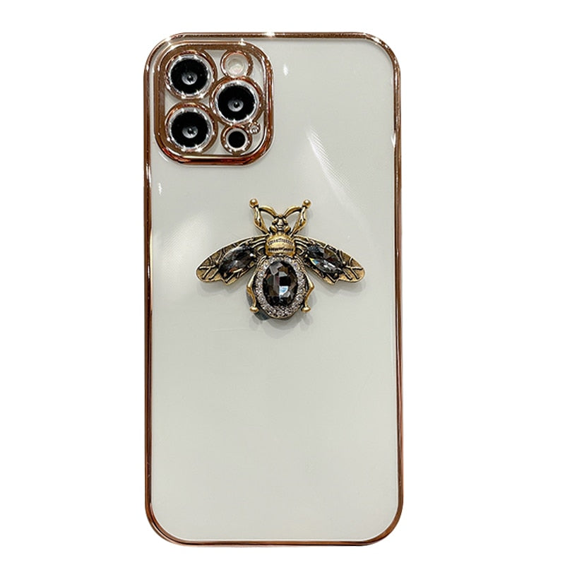 Diamonds Bee Clear Case Plated iPhone Case-Fonally-