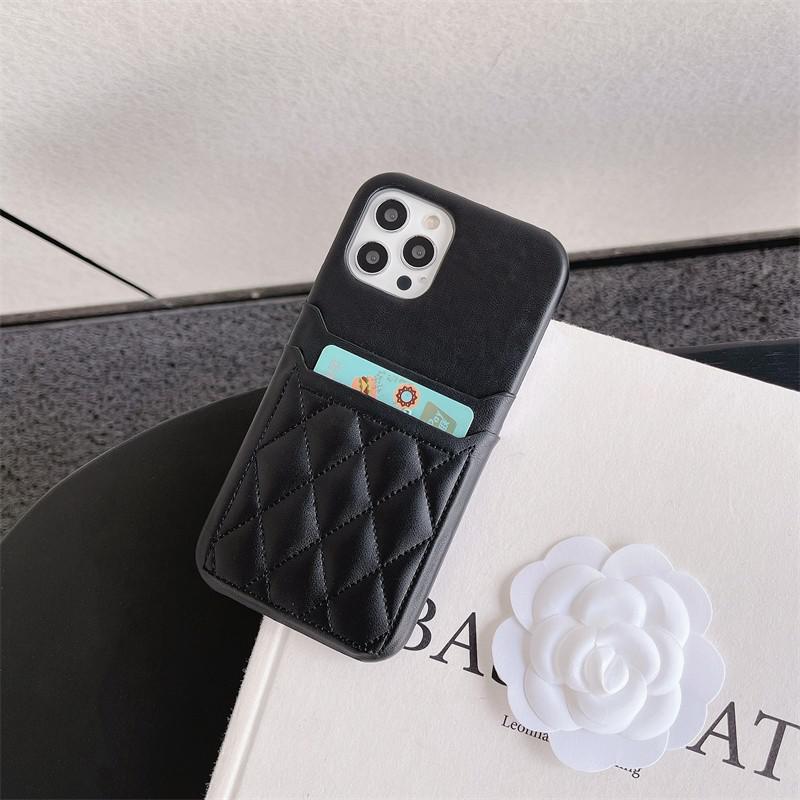 Double Layer Card Holder Diamond Pattern iPhone Case-Fonally-For iPhone 11-Black-