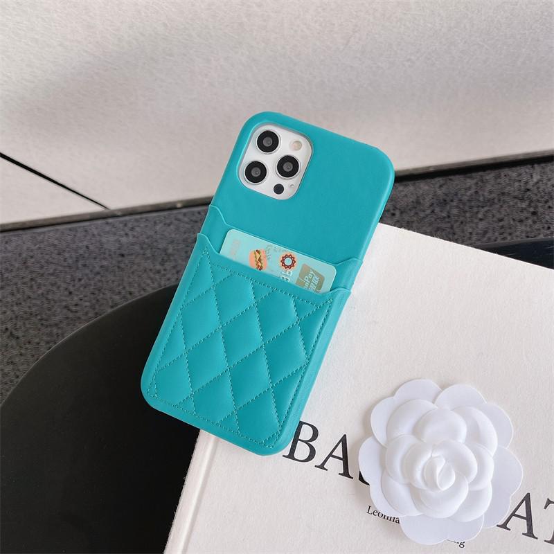 Double Layer Card Holder Diamond Pattern iPhone Case-Fonally-For iPhone 11-Blue-