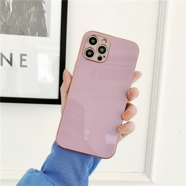Electroplated Glass Back iPhone Case-Fonally-For iPhone 12 Pro Max-Purple-