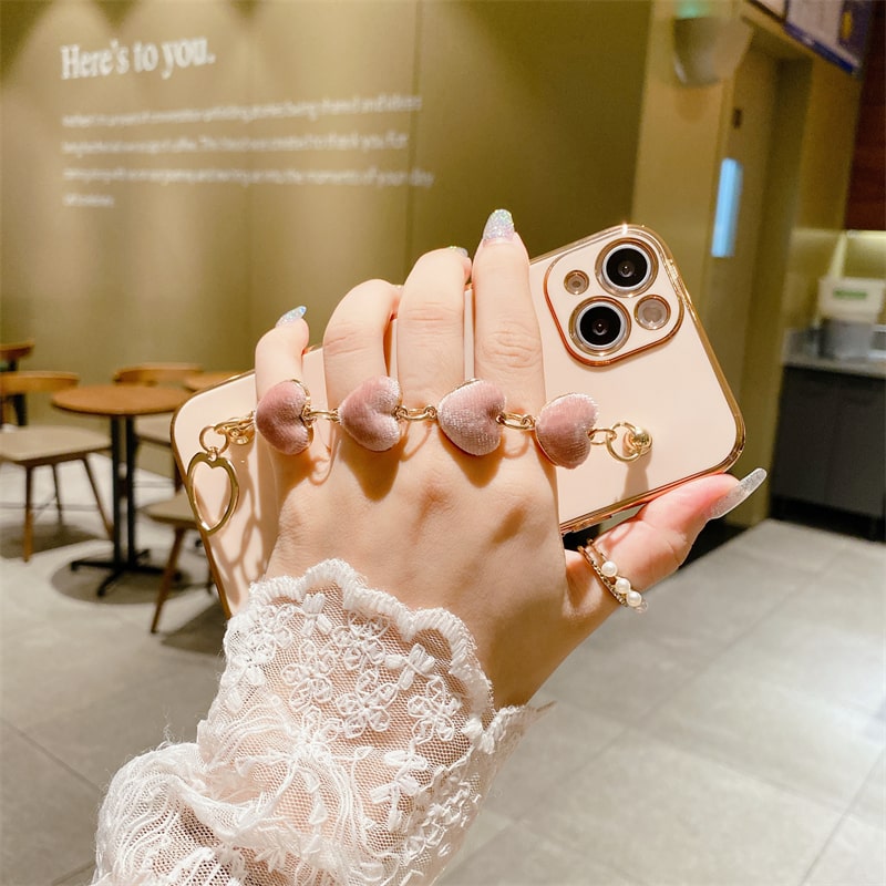 Electroplated Heart Chain iPhone Case-Fonally-