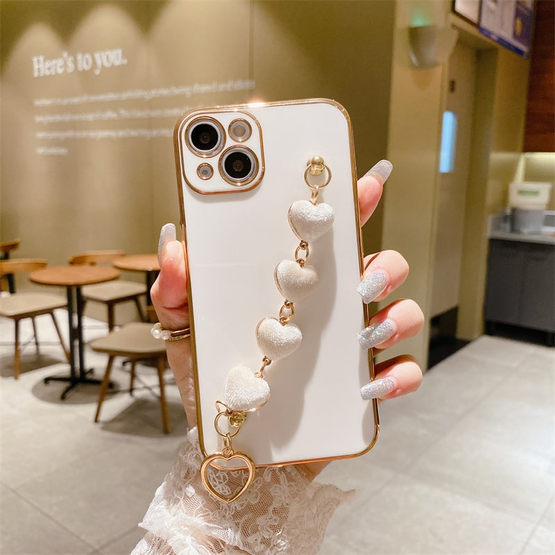 Electroplated Heart Chain iPhone Case-Fonally-