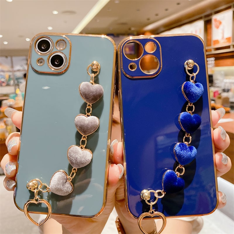 Electroplated Heart Chain iPhone Case-Fonally-