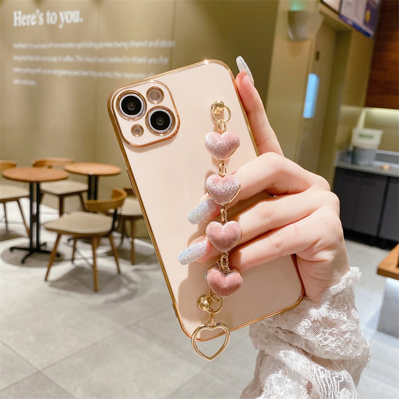 Electroplated Heart Chain iPhone Case-Fonally-