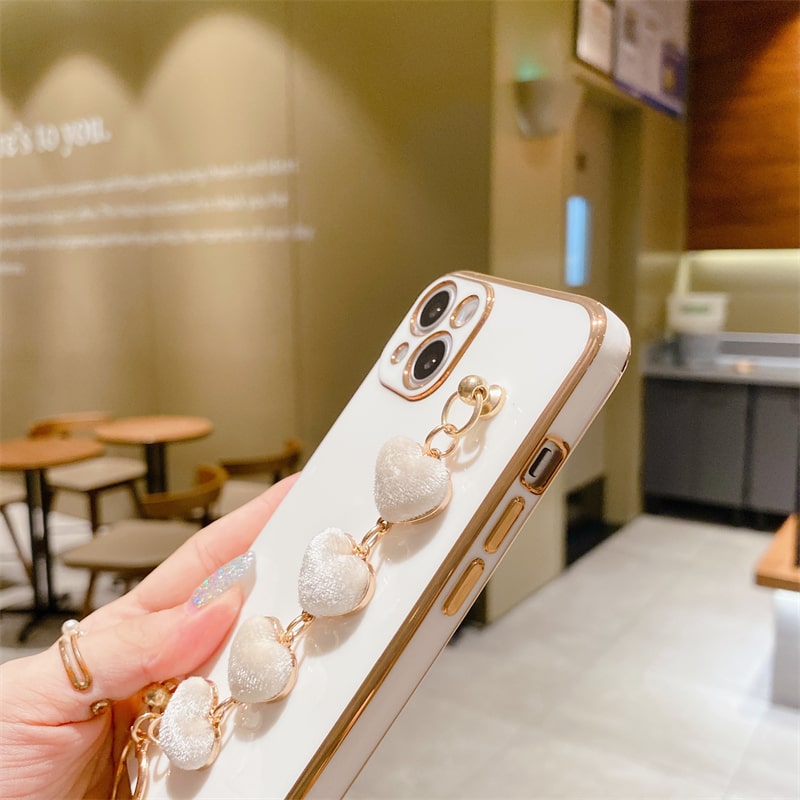 Electroplated Heart Chain iPhone Case-Fonally-