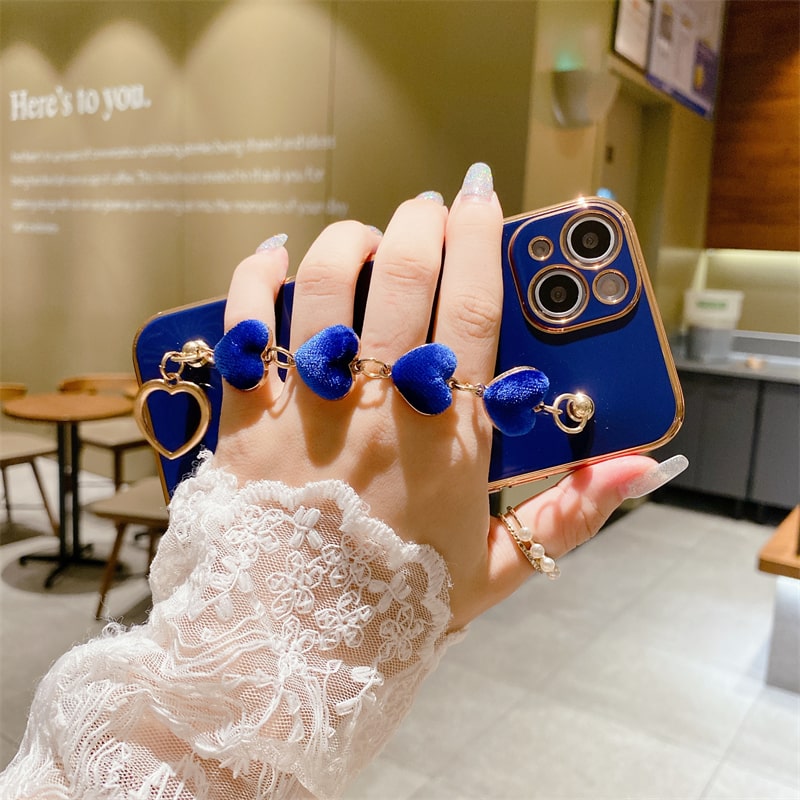 Electroplated Heart Chain iPhone Case-Fonally-