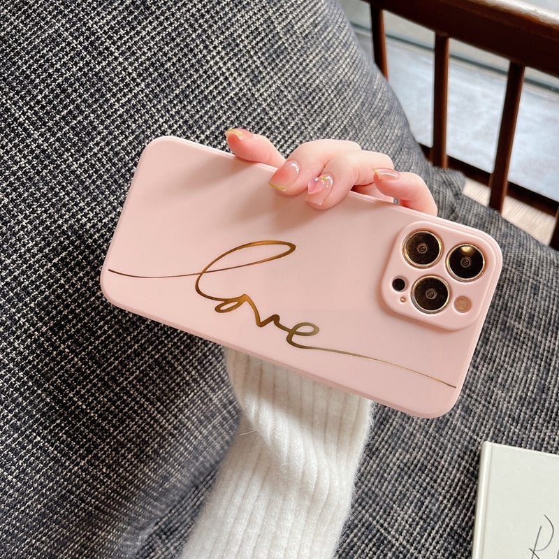 Electroplated Love Silicone iPhone Case-Fonally-For iPhone 7 or 8-Pink-