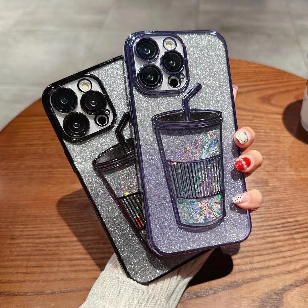 Electroplated Quicksand Cup Glitter Sheet iPhone Case-Fonally-