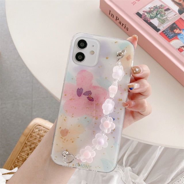 Floral Glitter iPhone Case with Flower Chain-Fonally-For iPhone 12 Pro Max-2-