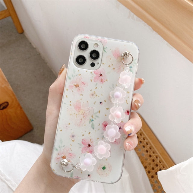 Floral Glitter iPhone Case with Flower Chain-Fonally-For iPhone 12 Pro Max-3-