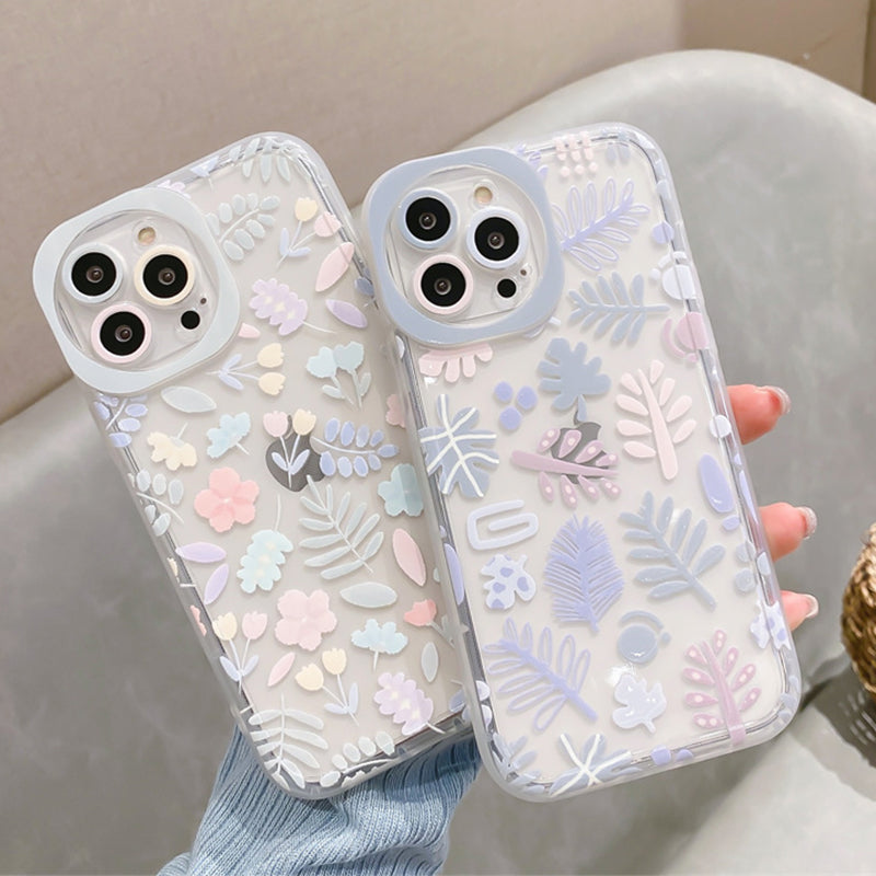 Floral Round Camera Hole iPhone Case-Fonally-