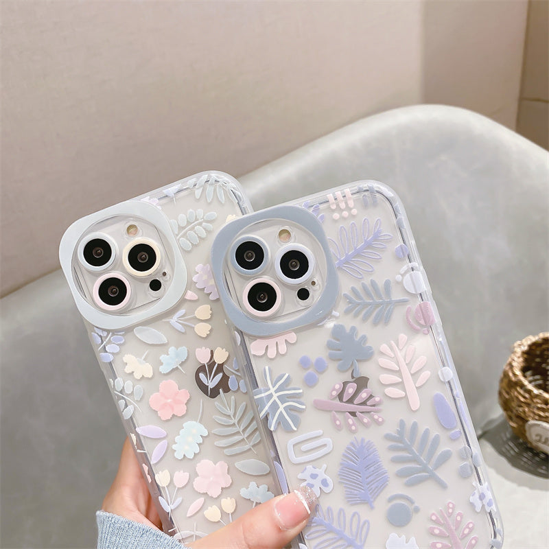 Floral Round Camera Hole iPhone Case-Fonally-