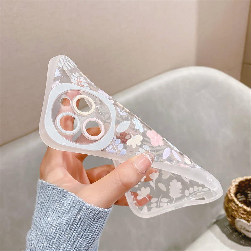 Floral Round Camera Hole iPhone Case-Fonally-