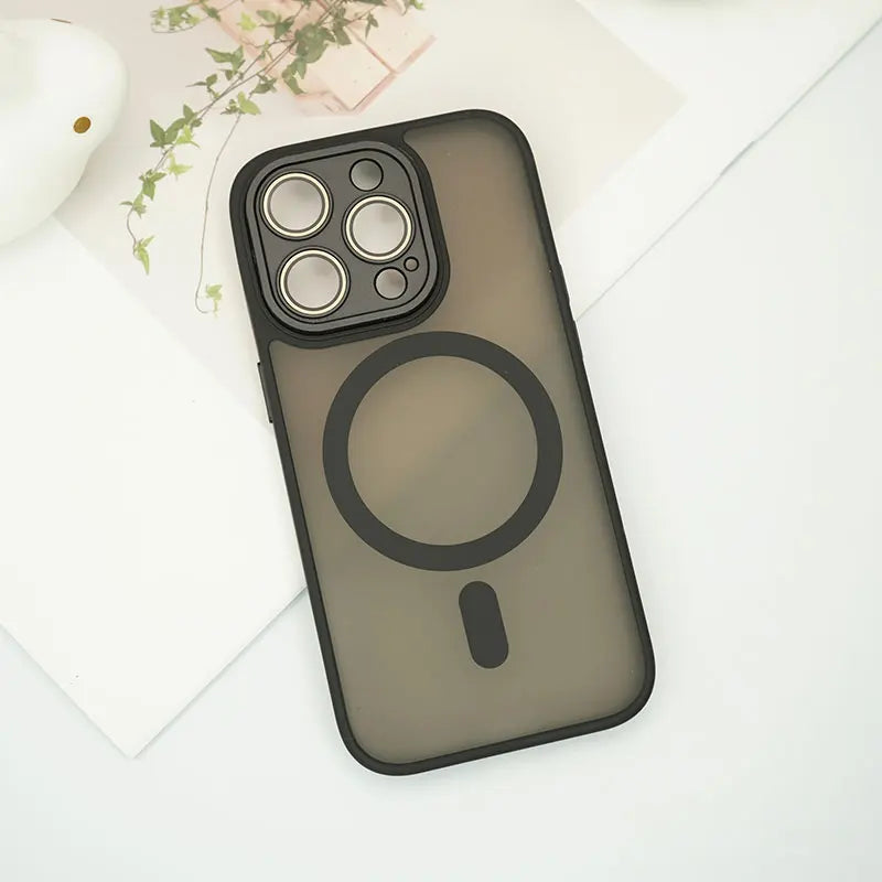 Frosted Full Coverage Camera MagSafe iPhone Case-Fonally-For iPhone 15-Black-