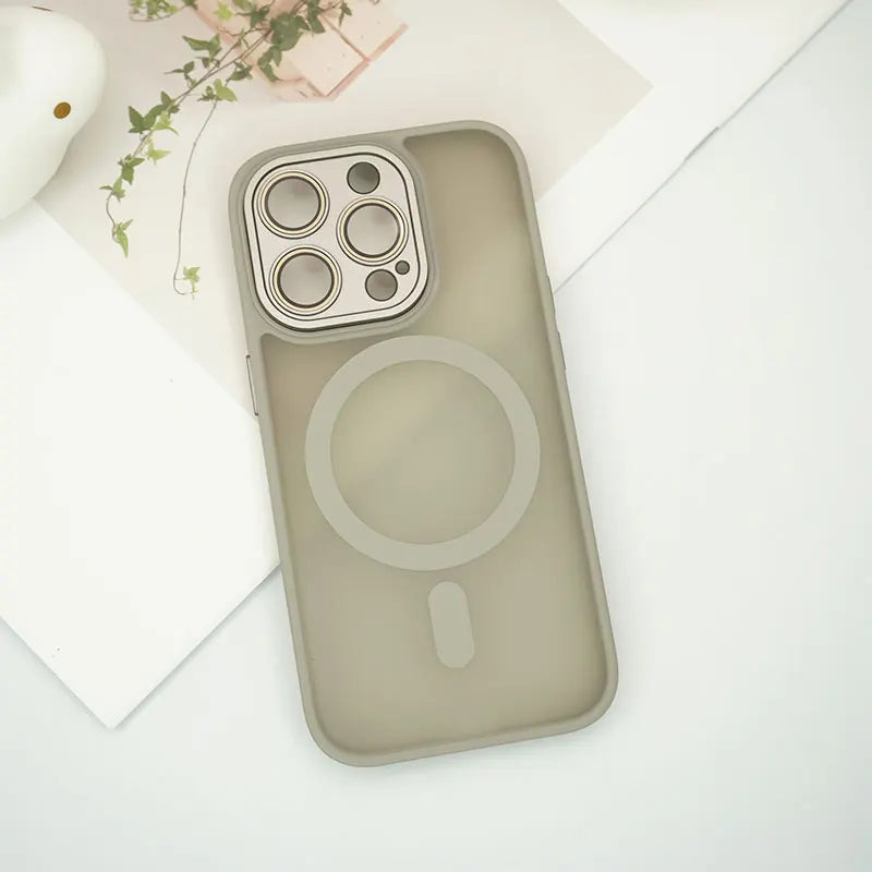 Frosted Full Coverage Camera MagSafe iPhone Case-Fonally-For iPhone 15-Grey-