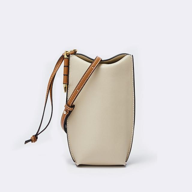 Genuine Leather Phone Bag-Fonally-Beige-