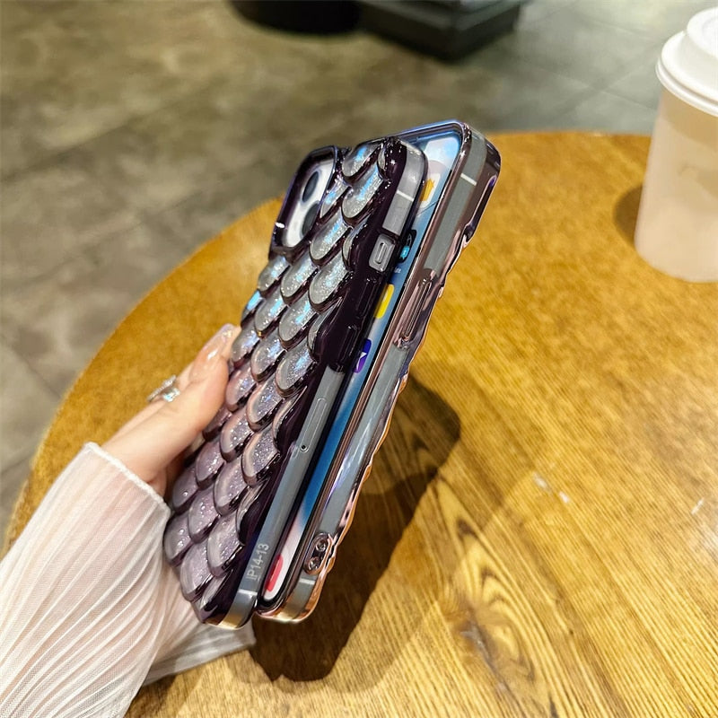 Glitter Mermaid Fish Scale Pattern iPhone Case-Fonally-