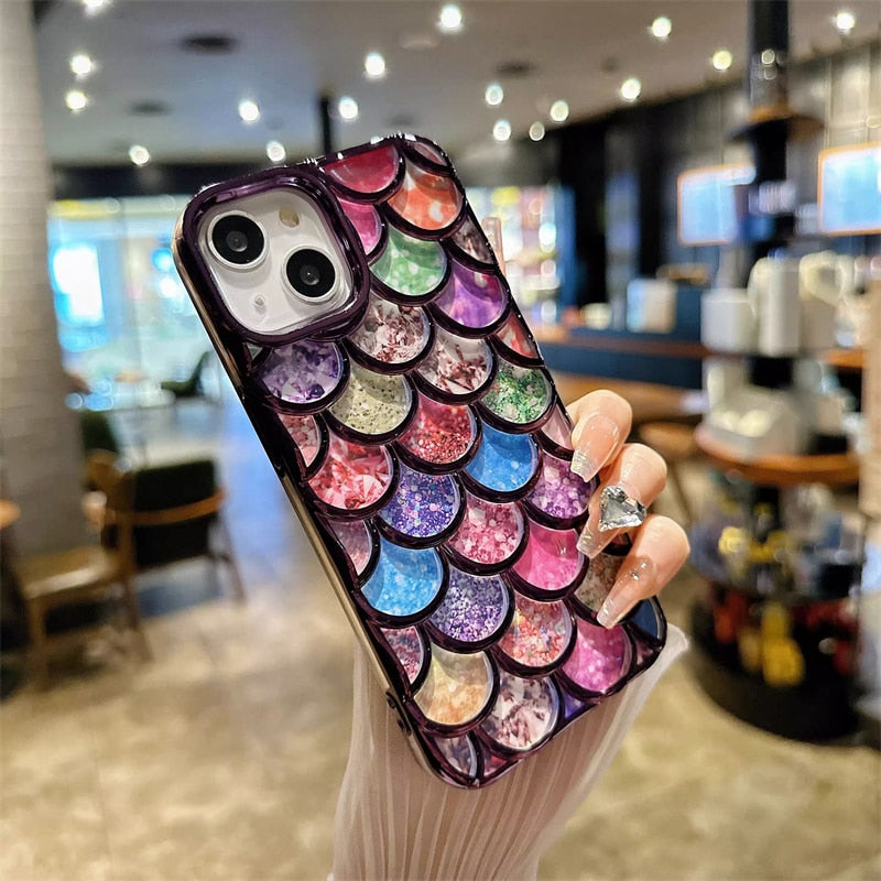 Glitter Mermaid Fish Scale Pattern iPhone Case-Fonally-For iPhone 12 Pro-4-