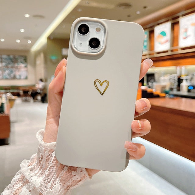 Gold Heart iPhone Case-Fonally-For iPhone 13 Pro Max-Grey-