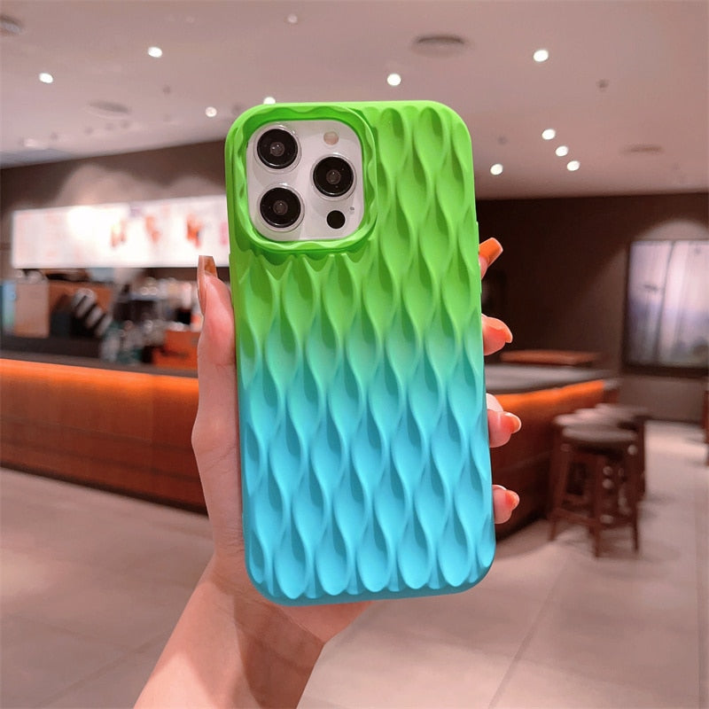 Gradient Dual Color Cascading Droplets iPhone Case-Fonally-For iPhone 14-Green Blue-