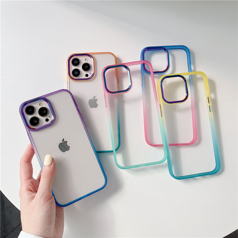 Gradient Side & Laser Metal Camera Lens iPhone Case-Fonally-