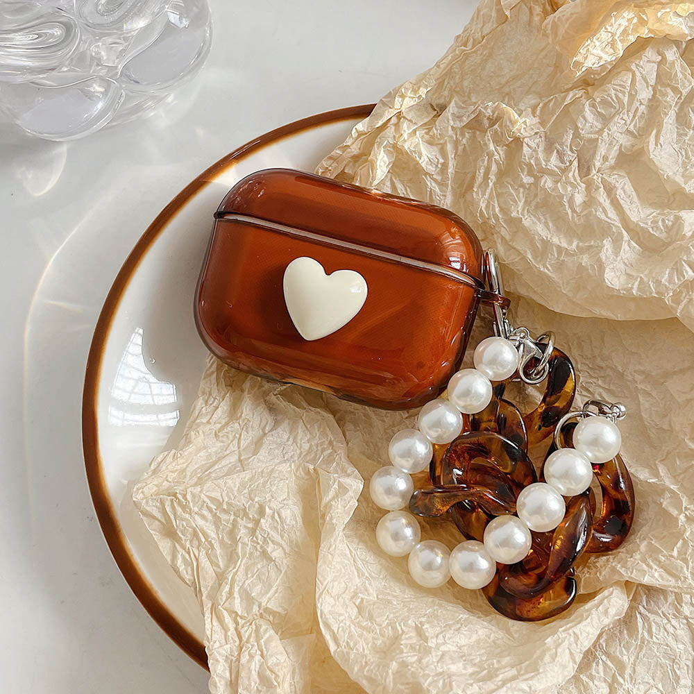 Heart AirPods case with Amber & Pearl Chain-Fonally-