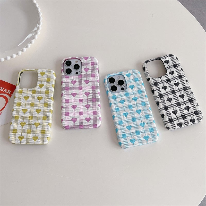 Heart Checkered Pattern iPhone Case-Fonally-