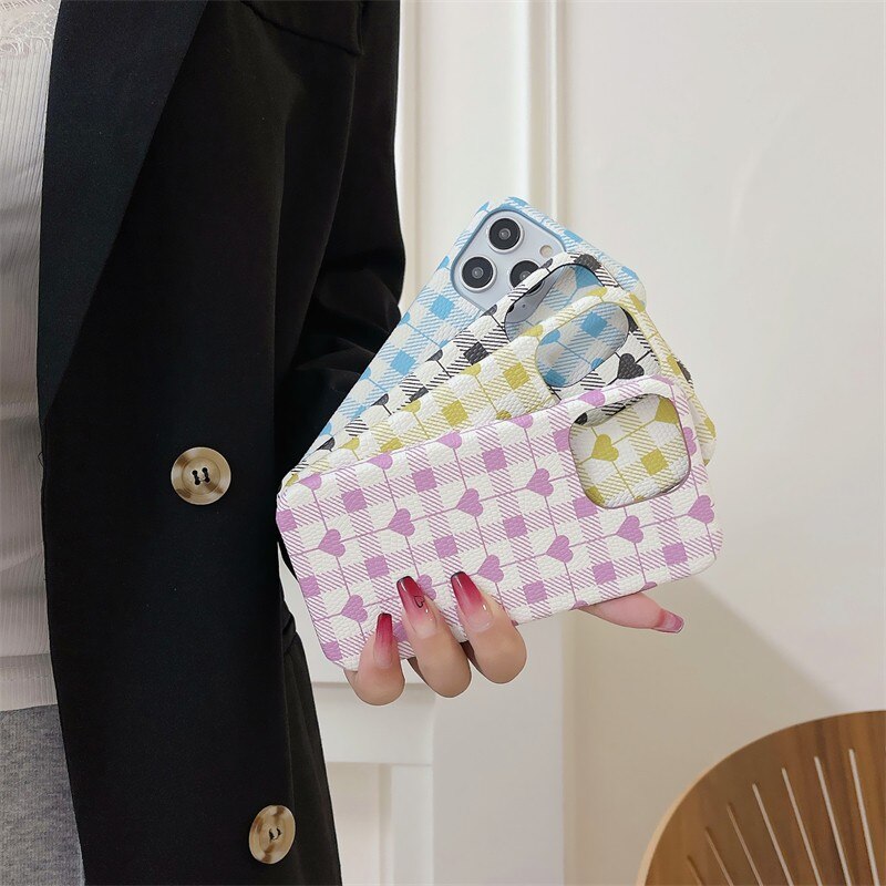 Heart Checkered Pattern iPhone Case-Fonally-