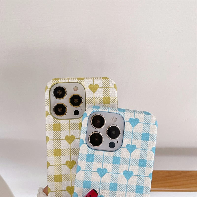 Heart Checkered Pattern iPhone Case-Fonally-