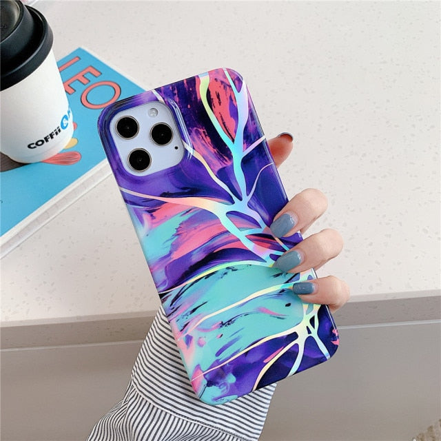 Laser Marble iPhone Case-Fonally-For iPhone 14 Pro Max-B-